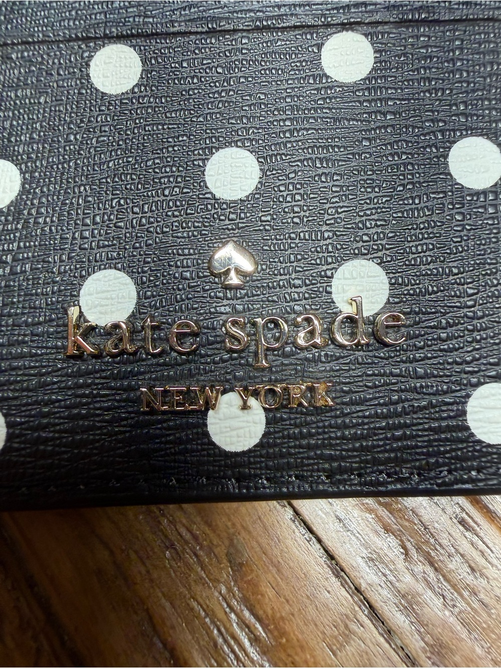 Kate Spade x Disney Minnie Mouse Polka Dot Leather Card Holder Wallet Black - Picture 8 of 10